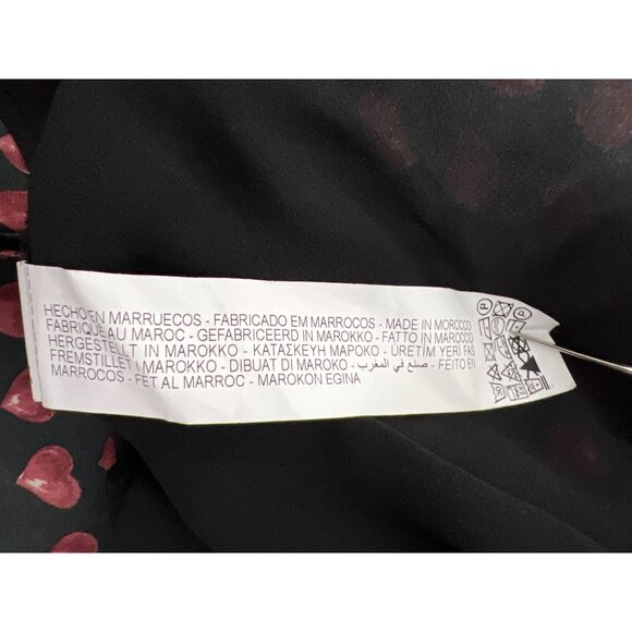 Zara Mini Dress Size Medium A Line Babydoll Black Red Long Sleeve Heart Print - Picture 6 of 10